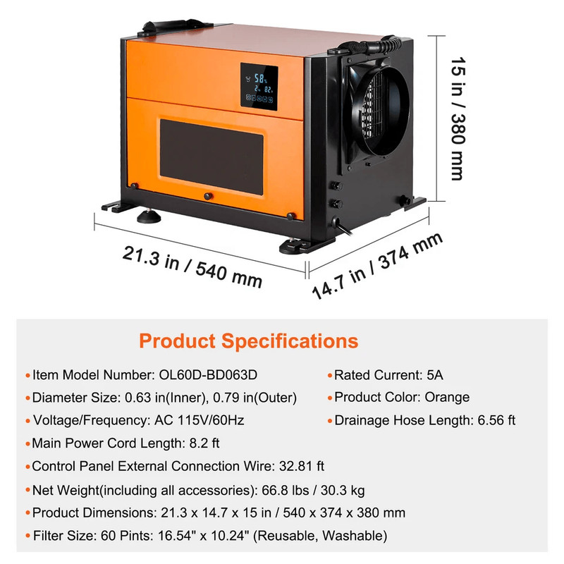 High Capacity Commercial Dehumidifier With Builtin Pump Drain Hose For Crawl Spaces And Basements 6
