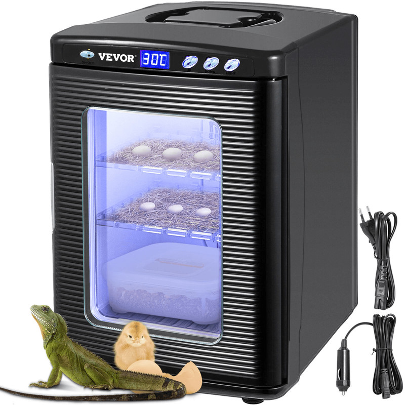 VEVOR 25L Black Reptile Egg Incubator 260C Scientific Lab Hatcher With LED Display Dual Power For 0