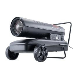 portable kerosene forced air heater, indoor/outdoor use, thermostat controlled