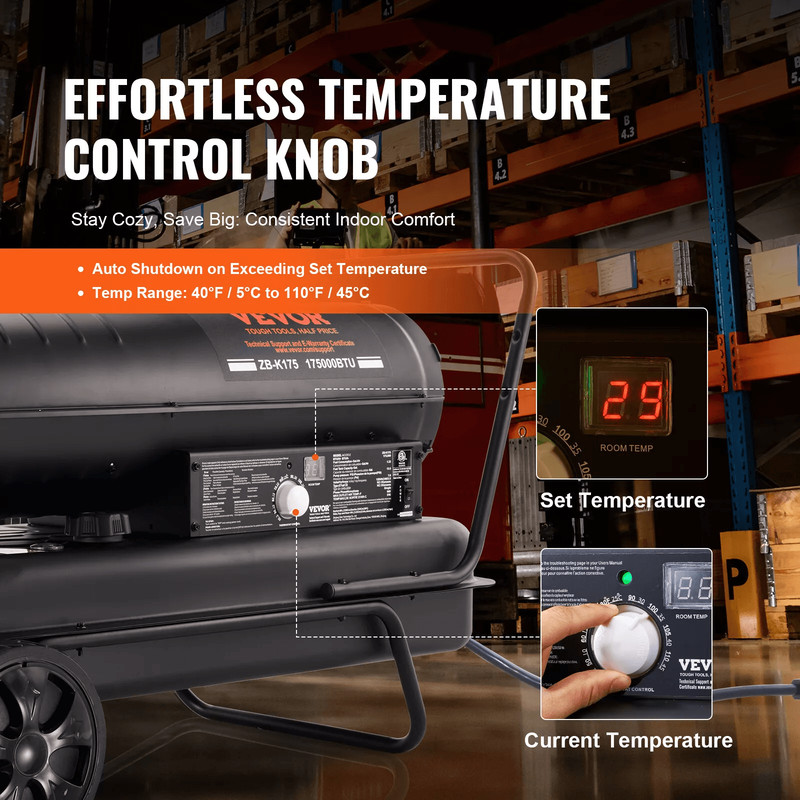 Portable Kerosene Forced Air Heater IndoorOutdoor Use Thermostat Controlled 3