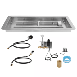 drop-in fire pit pan with h-shape burner kit – 150,000 btu stainless steel propane & natural gas fireplace insert