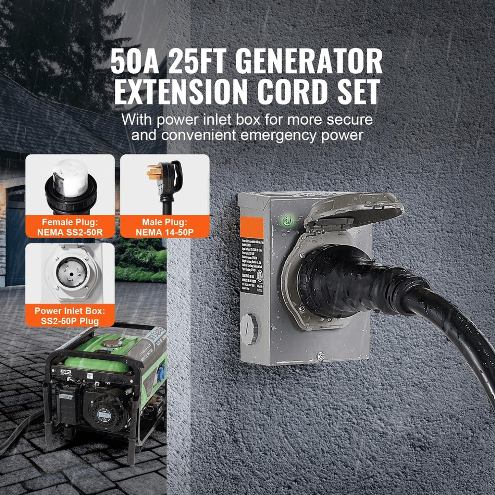 Generator Cord And Power Inlet Box NEMA STW ETL Certified WeatherResistant TwistLock Extension For  4