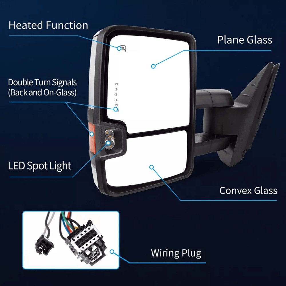 Power Heated Tow Mirrors For Chevy Silverado Sierra Pair With Turn Signal Manual Folding 6