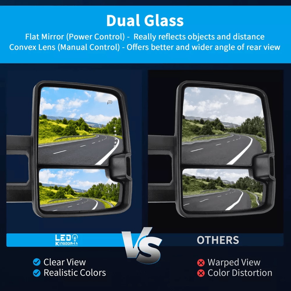 Power Heated Tow Mirrors For Chevy Silverado Sierra Pair With Turn Signal Manual Folding 5