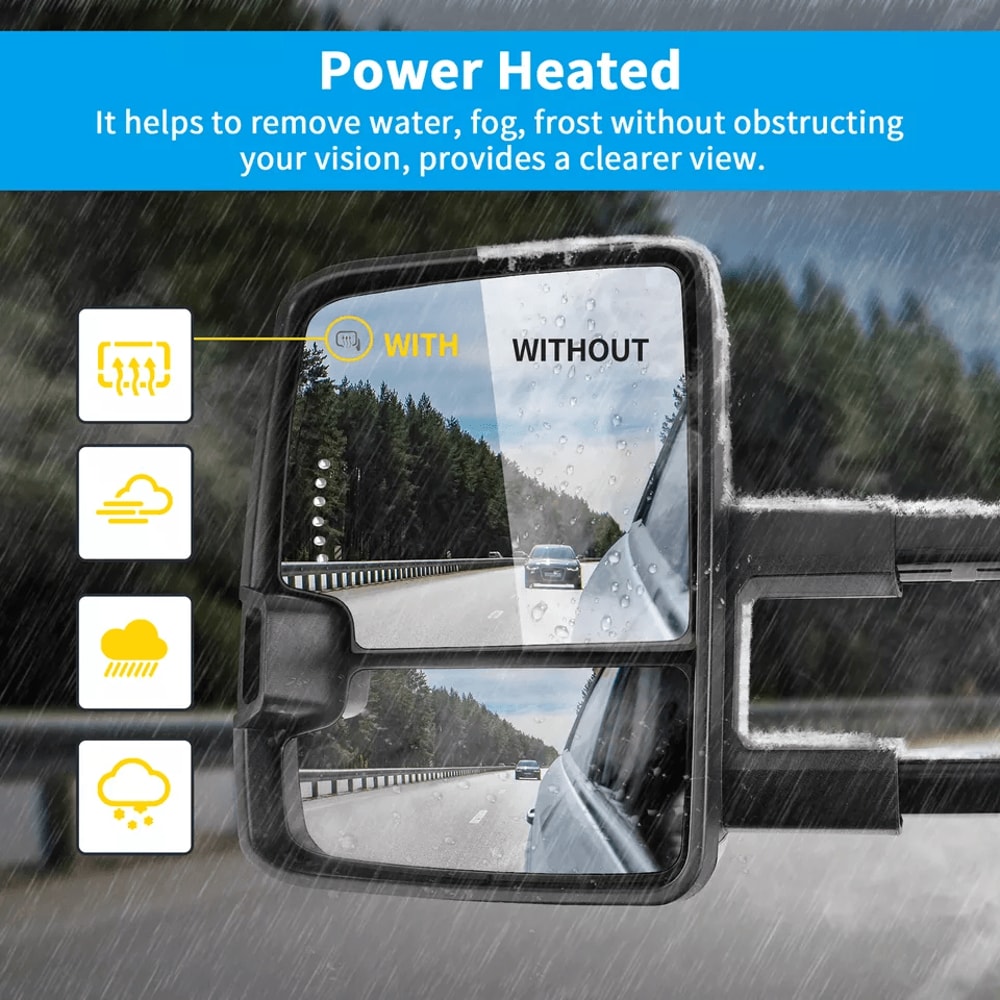 Power Heated Tow Mirrors For Chevy Silverado Sierra Pair With Turn Signal Manual Folding 1