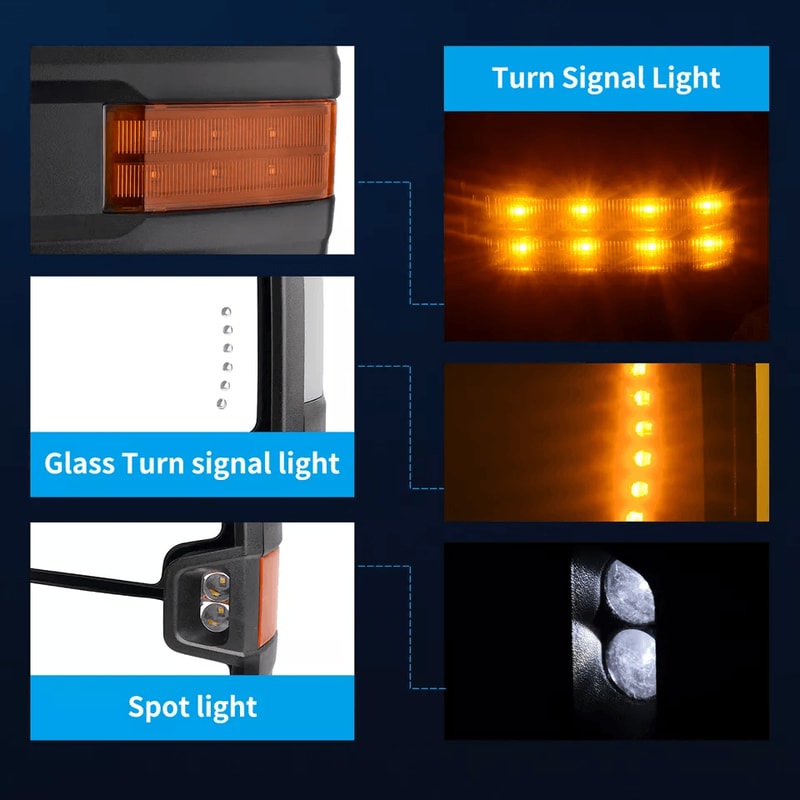 Power Heated Tow Mirrors For Chevy Silverado Sierra Pair With Turn Signal Manual Folding 3