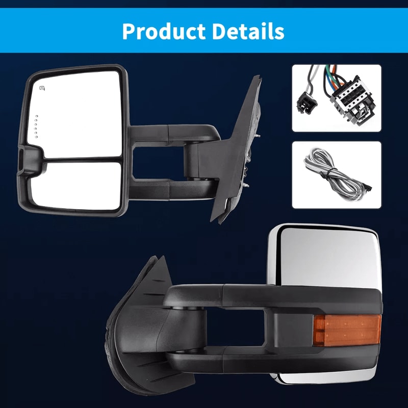 Power Heated Tow Mirrors For Chevy Silverado Sierra Pair With Turn Signal Manual Folding 2