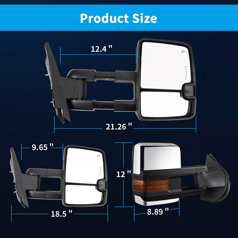 Power Heated Tow Mirrors For Chevy Silverado Sierra Pair With Turn Signal Manual Folding 9
