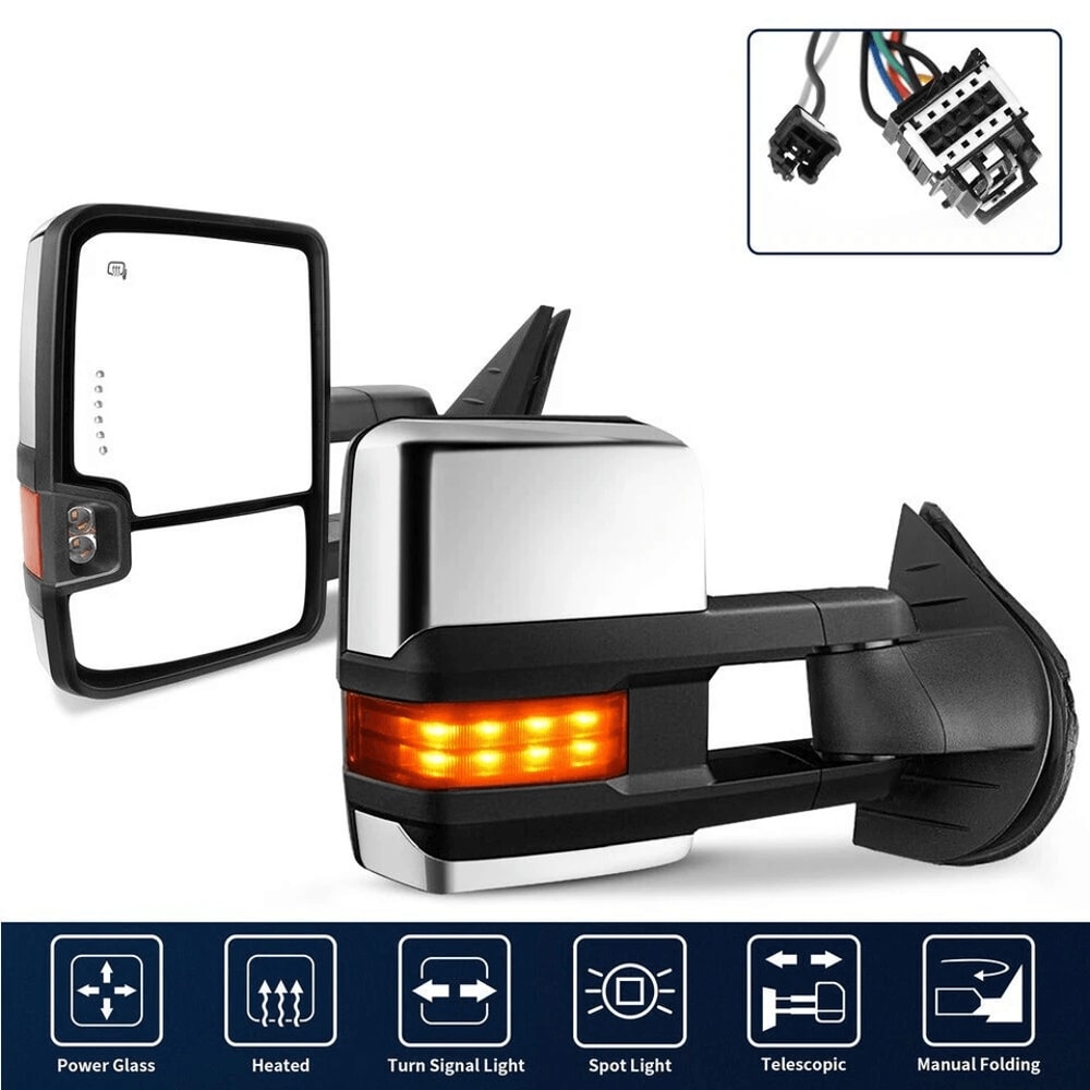Power Heated Tow Mirrors For Chevy Silverado Sierra Pair With Turn Signal Manual Folding 0