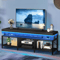 Modern LED TV Stand With Power Outlets Entertainment Media Console For TV With RGB Lights Adjustab 0