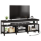 Modern LED TV Stand With Power Outlets Entertainment Media Console For TV With RGB Lights Adjustab 5