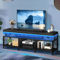 Modern LED TV Stand With Power Outlets Entertainment Media Console For TV With RGB Lights Adjustab 6