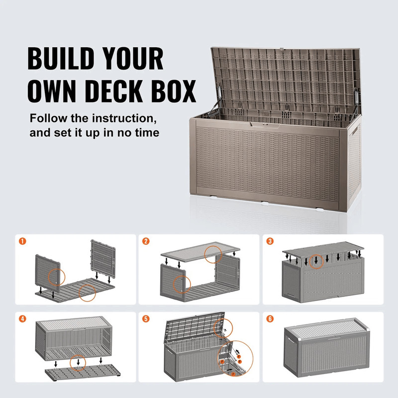 Outdoor Storage Deck Box Weatherproof Resin Patio Organizer Bench With Lockable Lid 4