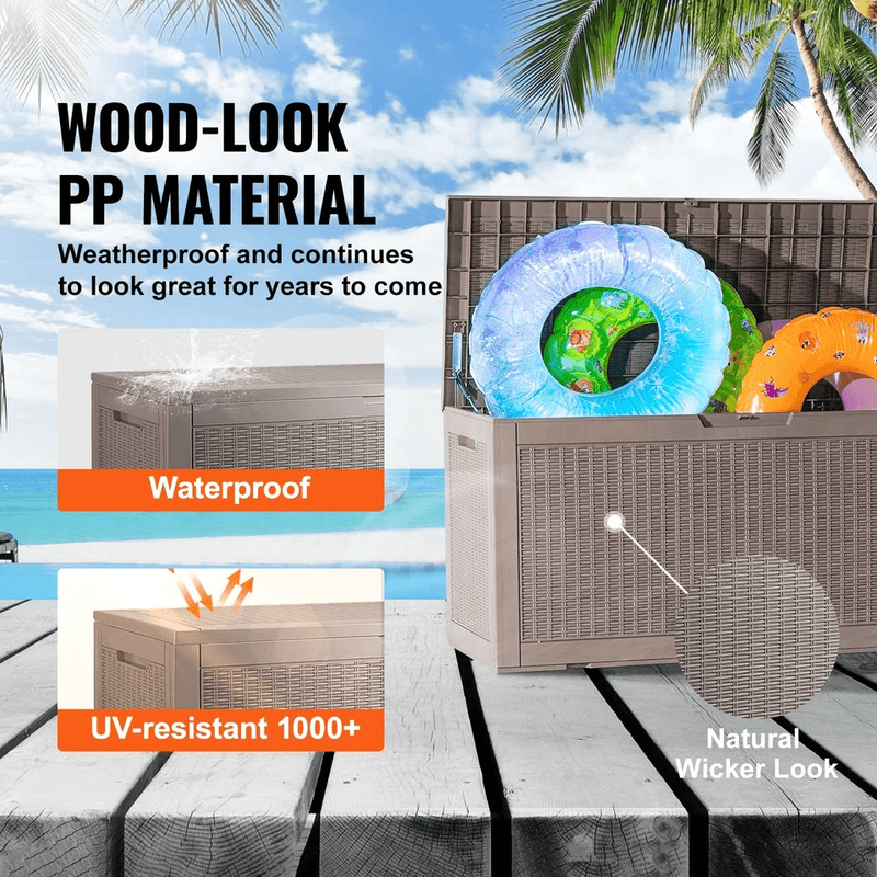 Outdoor Storage Deck Box Weatherproof Resin Patio Organizer Bench With Lockable Lid 3