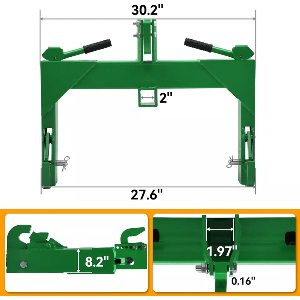HeavyDuty Quick Hitch For Category Tractors With Receiver Steel Adapter For Landscaping  Constructi 6