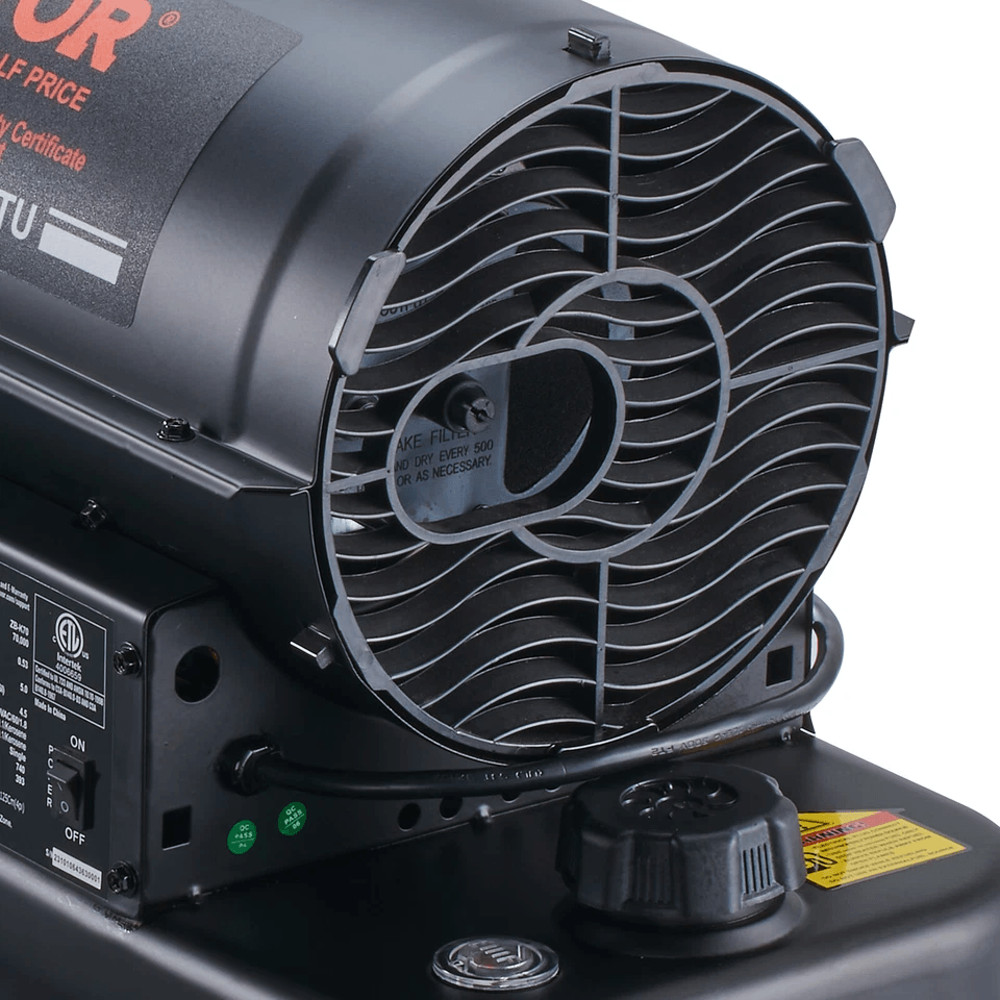 Portable Kerosene Forced Air Heater IndoorOutdoor Use 5Gallon Tank ThermostatControlled Heater For  8