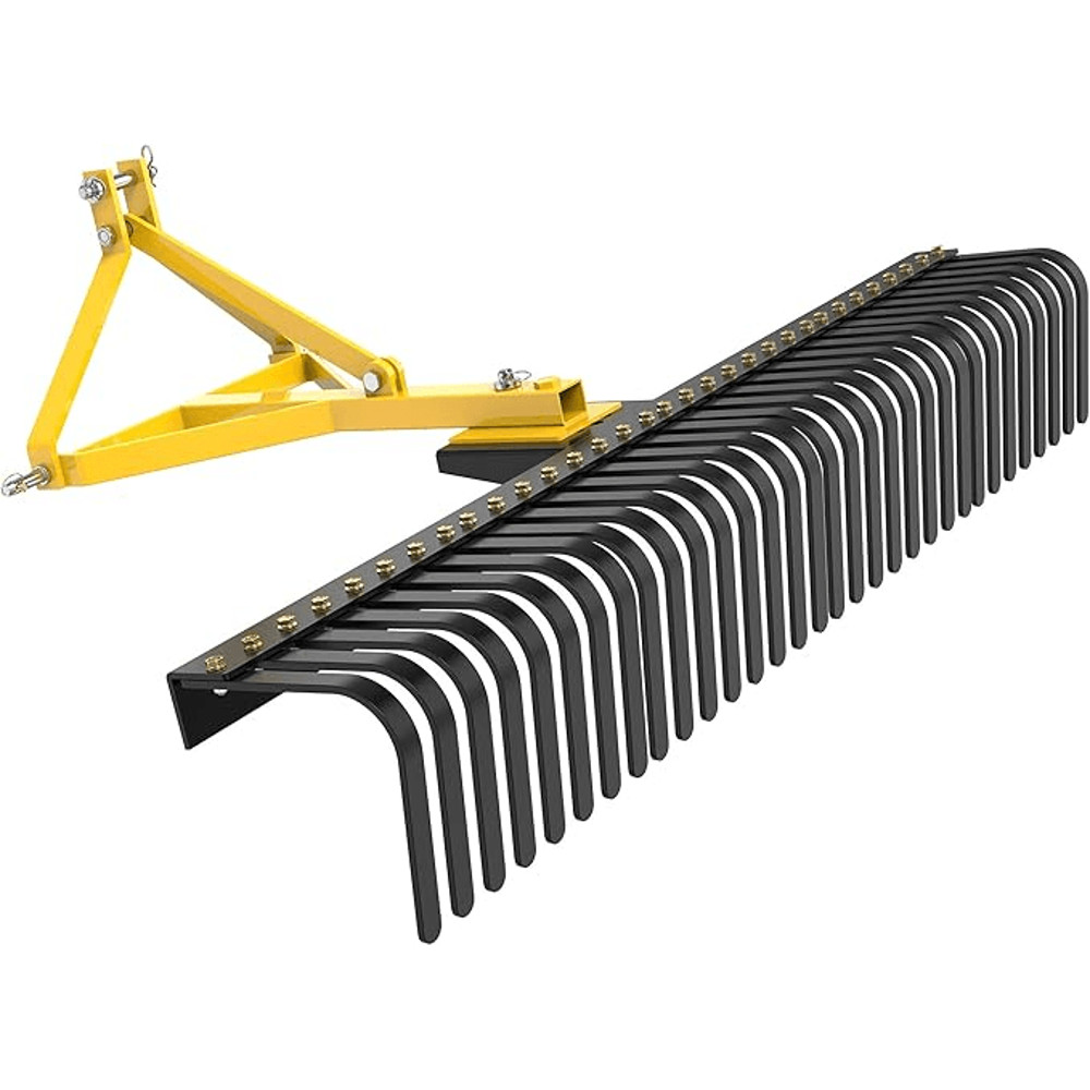 HeavyDuty Point Landscape Rock Rake Tractor Attachment Soil Gravel And Lawn Rake For Category Hitch 0