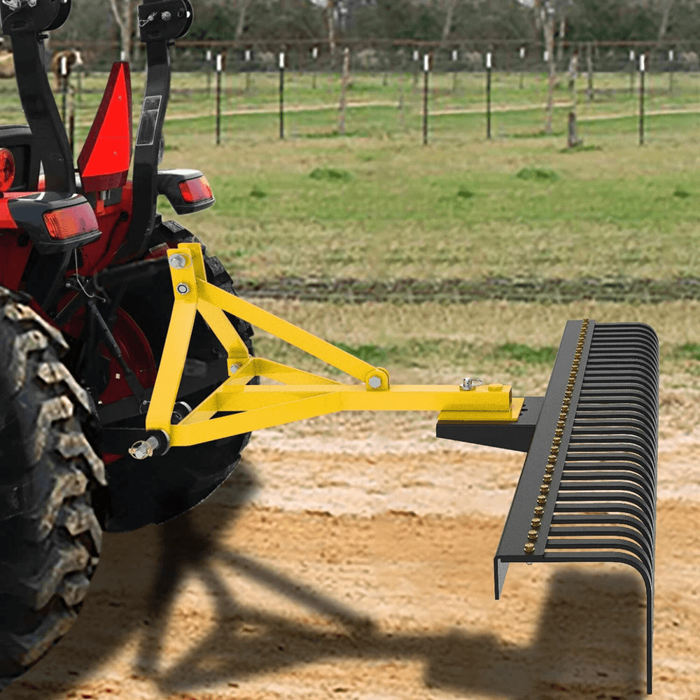 HeavyDuty Point Landscape Rock Rake Tractor Attachment Soil Gravel And Lawn Rake For Category Hitch 1