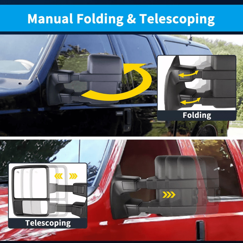 Power Heated Tow Mirrors For 19992007 Ford Super Duty  Smoke Turn Signal Manual Telescoping Dual Ar 5