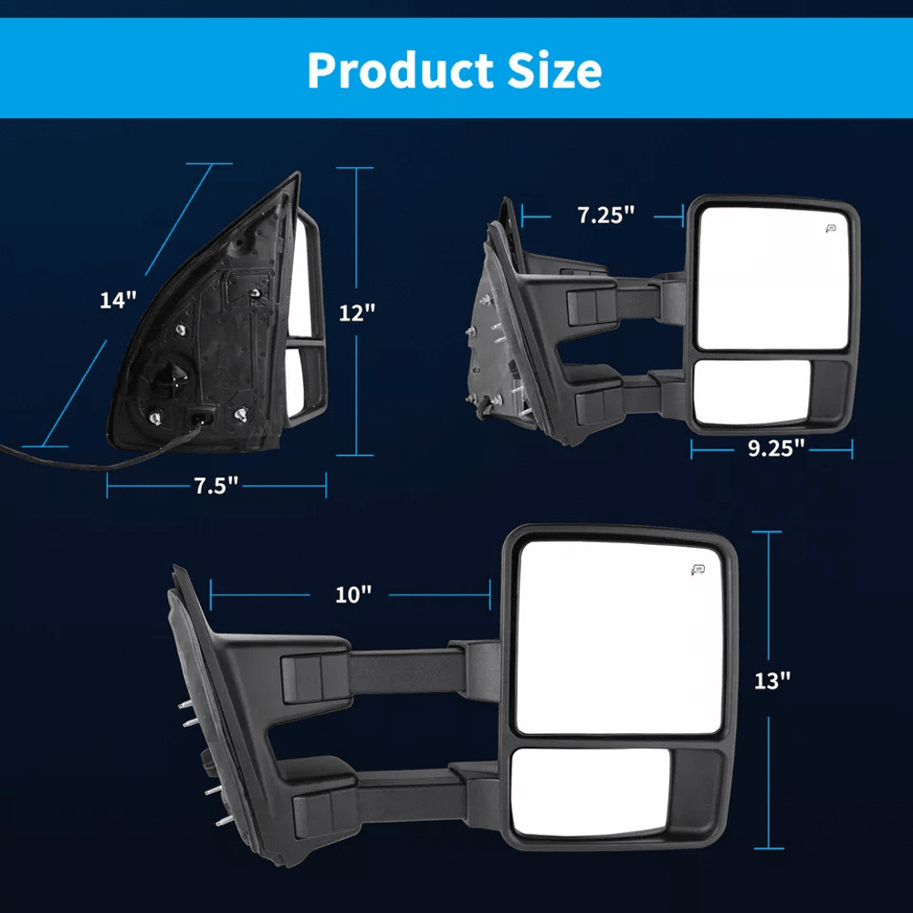 Power Heated Tow Mirrors For Ford Super Duty Smoke Turn Signal Side Mirrors Towing Upgrade W Black  8