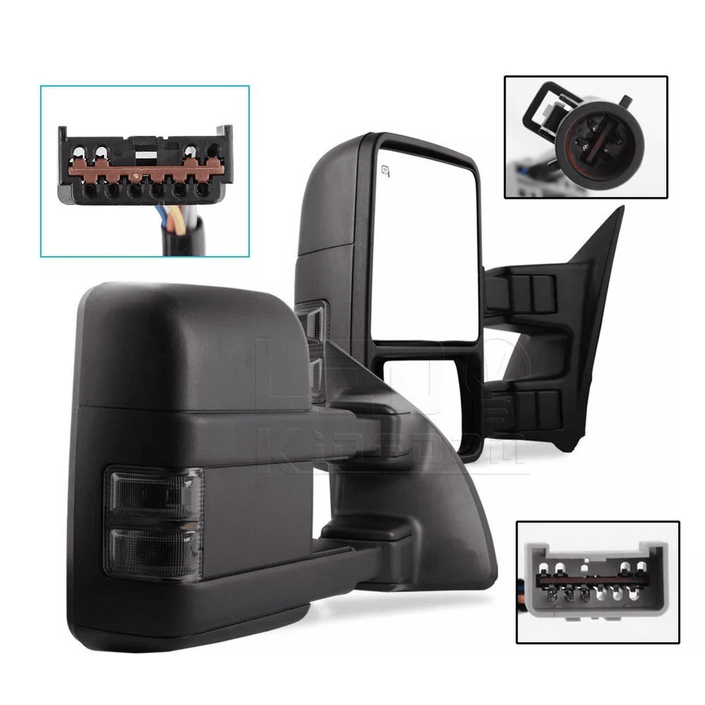 Power Heated Tow Mirrors For Ford Super Duty Smoke Turn Signal Side Mirrors Towing Upgrade W Black  0