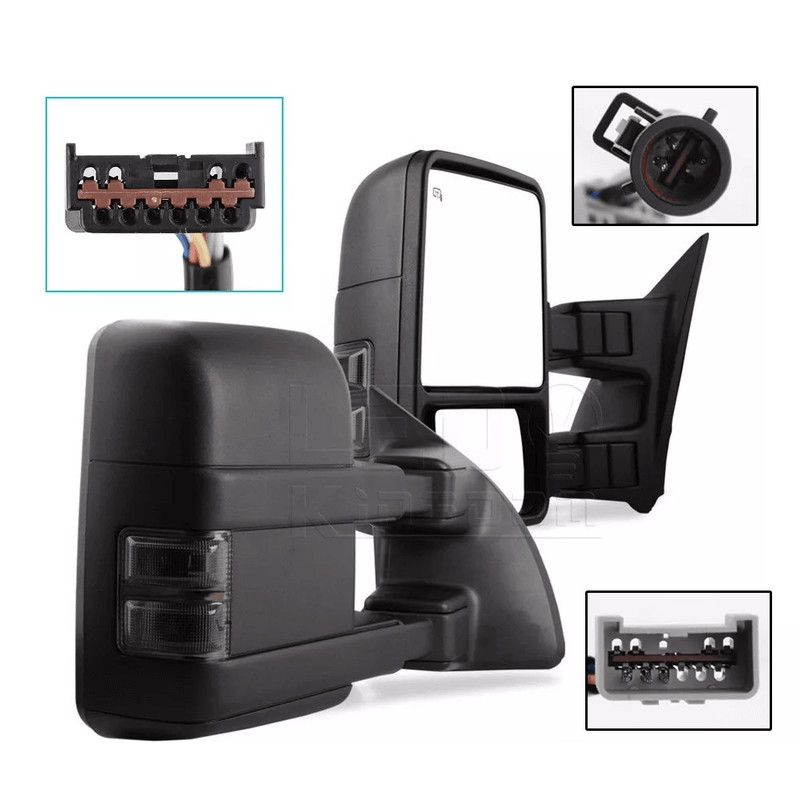 Power Heated Tow Mirrors For Ford Super Duty Smoke Turn Signal Side Mirrors Towing Upgrade W Black  0