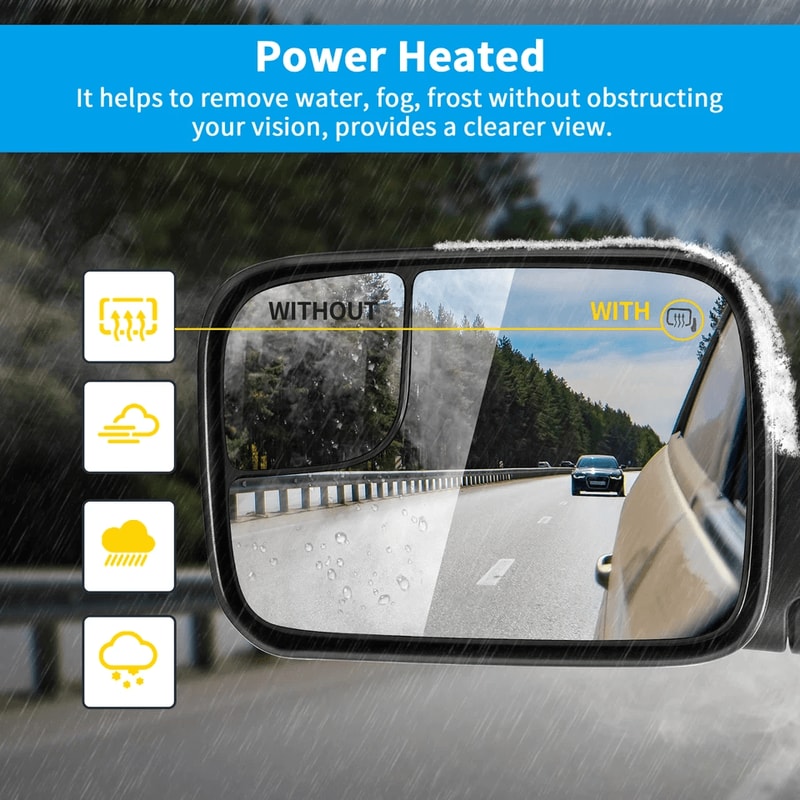 Power Heated FlipUp Tow Mirrors Pair For Dodge Ram Manual Folding Black 1