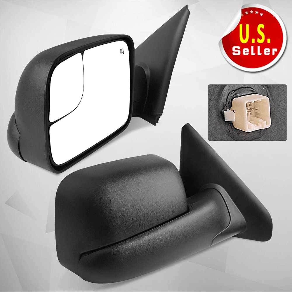 Power Heated FlipUp Tow Mirrors Pair For Dodge Ram Manual Folding Black 0