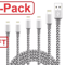5 Pack Heavy Duty Fast Charger Cables For IPhone Durable Nylon Braided Charging Cord 5