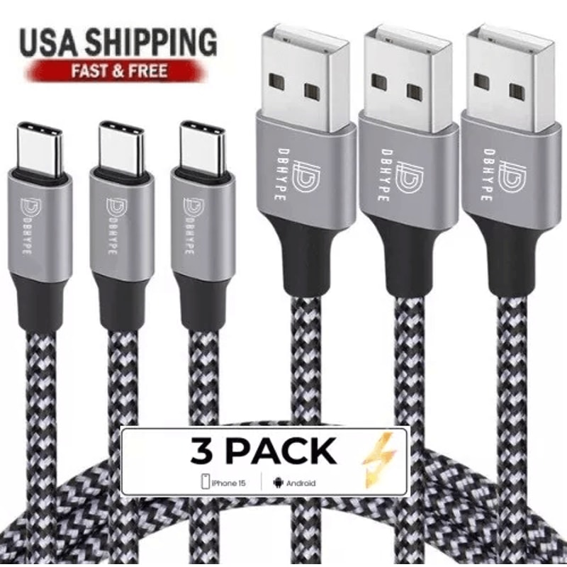 USB C TypeC Braided Charger Cables Fast Charging Data Sync Cord Set For Android Phones Tablets 1