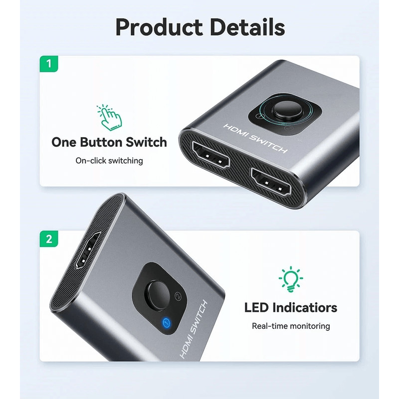 Bi Directional 4K HDMI Switch Splitter HUB Supports 4K60Hz HDR HDCP 3