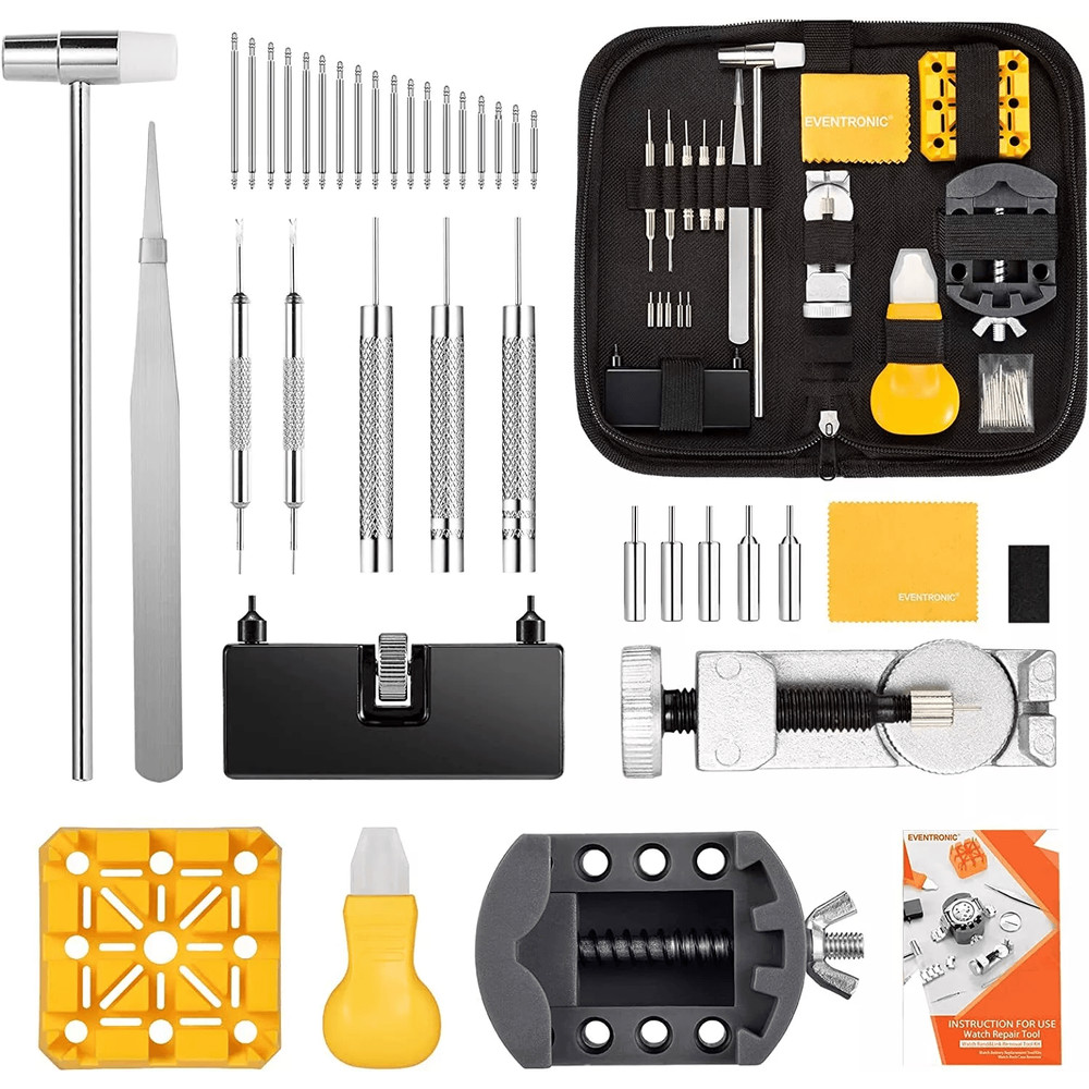 Complete Watch Repair Kit For Watchmaker Back Case Remover Link Pin Opener Spring Bar Tool Included 0