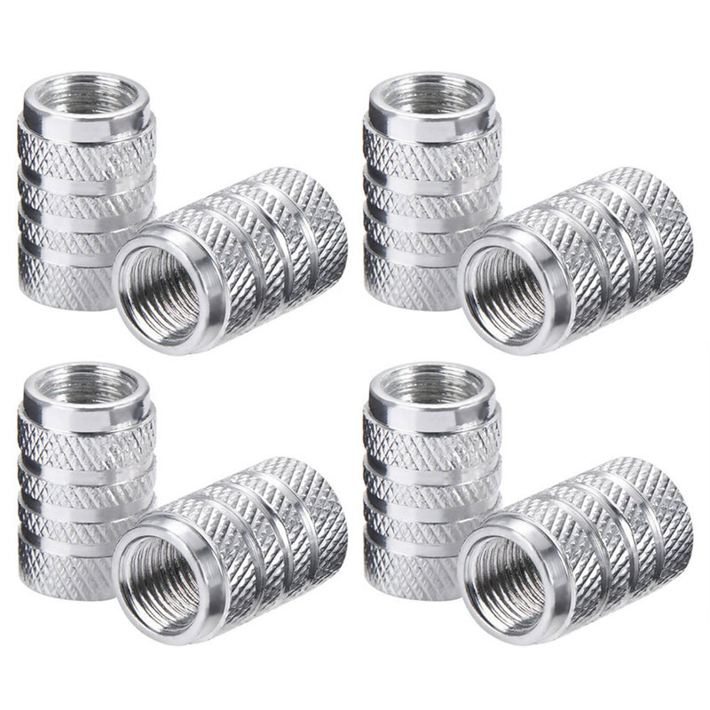 Aluminum Tire Wheel Stem Air Valve Caps Knurling Style Universal Fit For Cars Trucks  Motorcycles 5