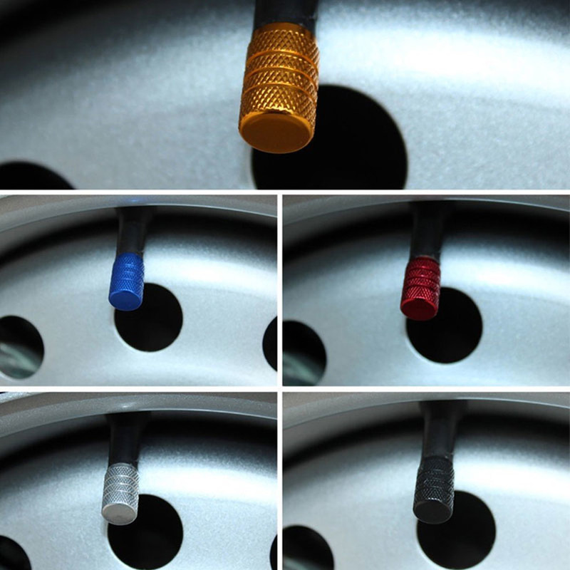Aluminum Tire Wheel Stem Air Valve Caps Knurling Style Universal Fit For Cars Trucks  Motorcycles 0
