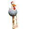 Funny Big Eyed Chicken Statue Long Foot Hen Sculpture For Garden Fence  Lawn Wooden Stake Decoratio 8