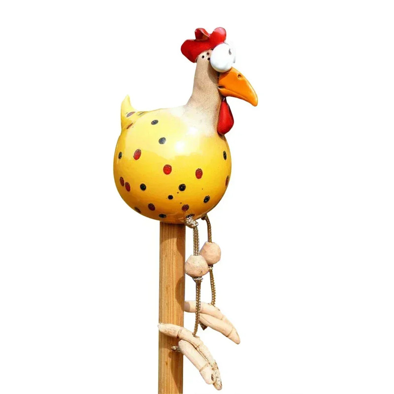 Funny Big Eyed Chicken Statue Long Foot Hen Sculpture For Garden Fence  Lawn Wooden Stake Decoratio 9