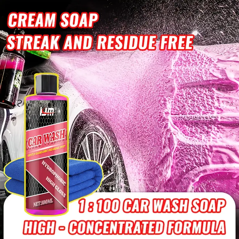 Car exterior maintenance car wash liquid,high foam cleaner 100ml,suitable for cars,truck,motorcycles,with super whitening effect