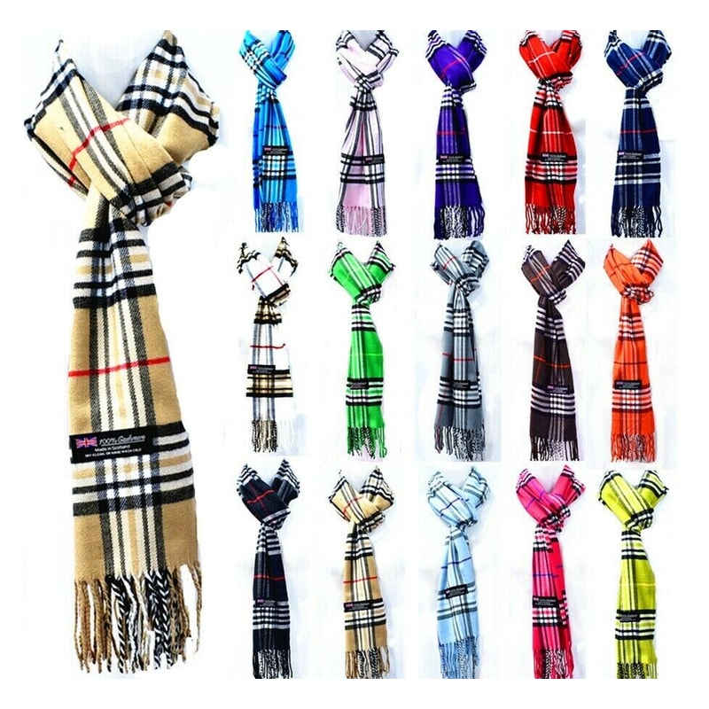 Plaid Cashmere Scarf Men Women Winter 13