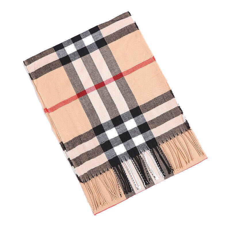 Plaid Cashmere Scarf Men Women Winter 14