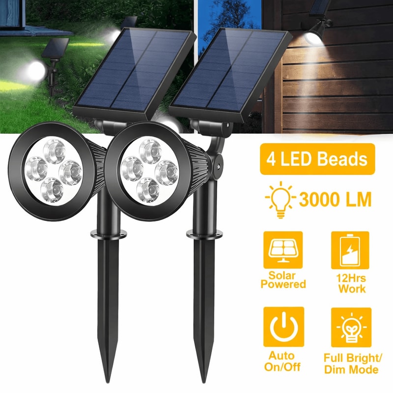 Outdoor Waterproof LED Solar Spotlight Garden Lawn Landscape 7