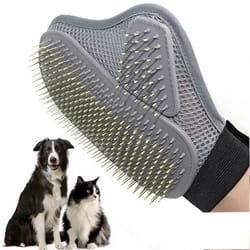 gentle pet grooming glove for dog cat hair removal and deshedding