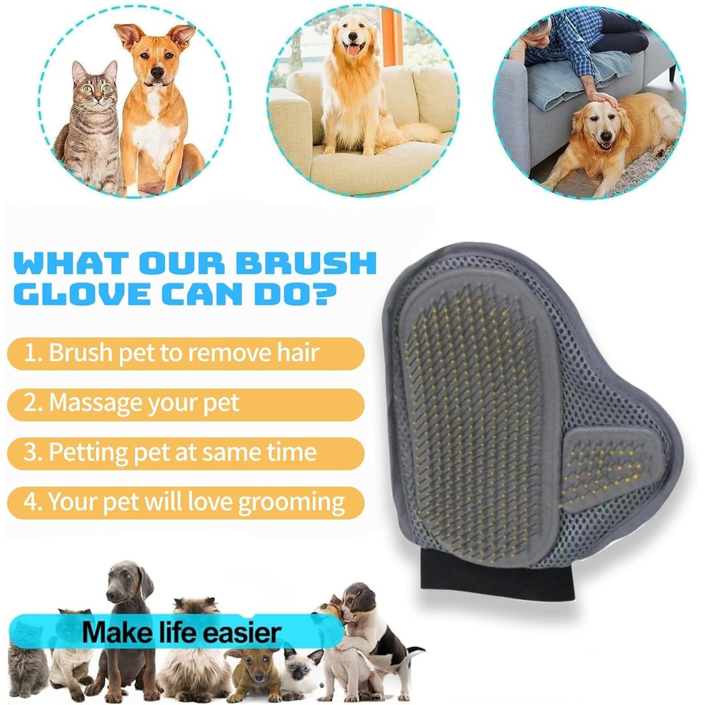 Gentle Pet Grooming Glove For Dog Cat Hair Removal And Deshedding 1
