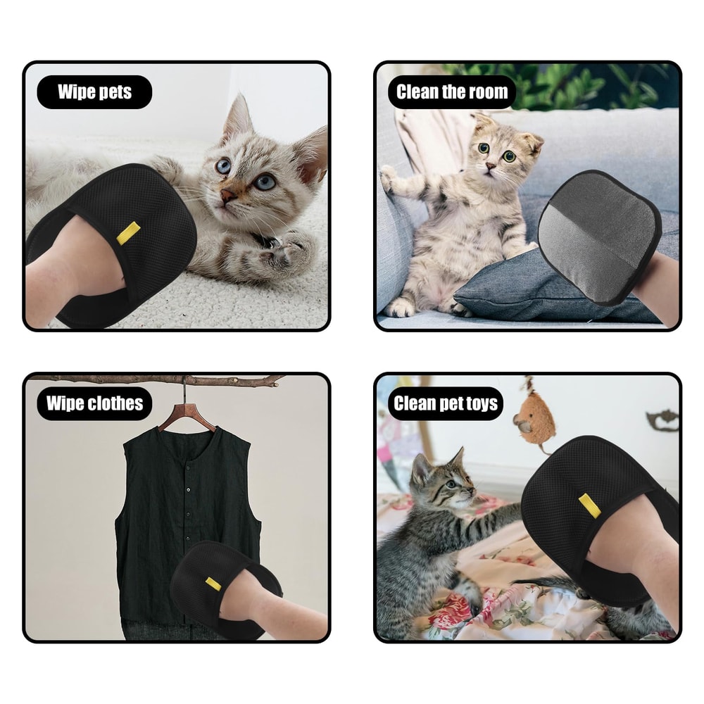 Reusable Pet Hair Removal Gloves Double Sided Grooming & Static Pet Hair Remover Tool