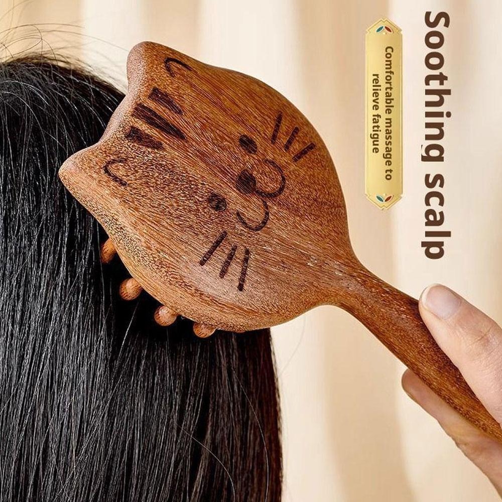 Sandalwood Scalp Massage Comb & Gua Sha Therapy Brush for Hair Growth and Relaxation