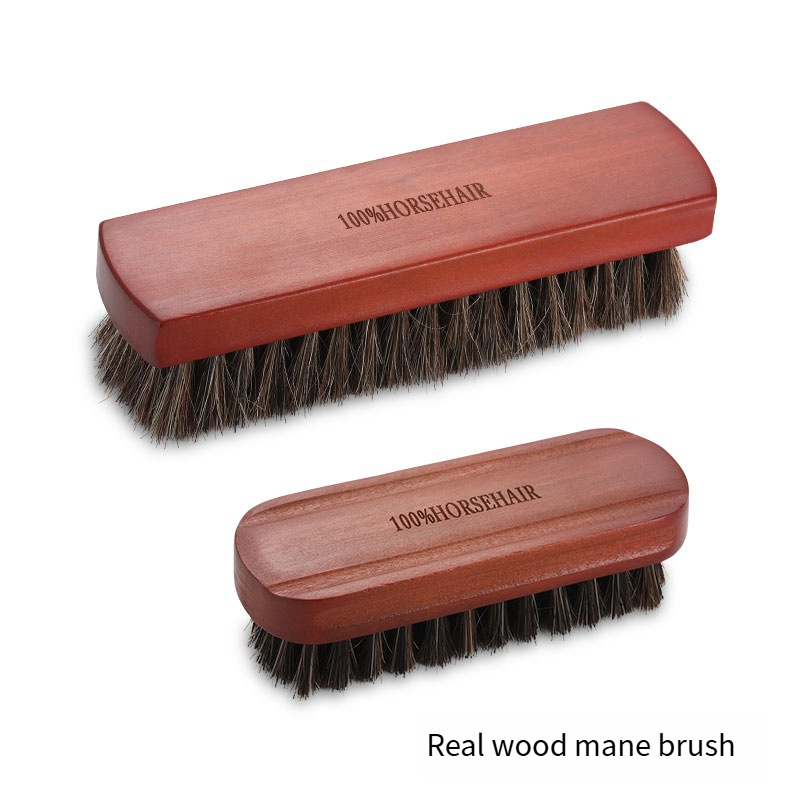 Premium Natural Horsehair Shoe Brush With Wooden Handle Leather Care Suede Cleaning Brush 1