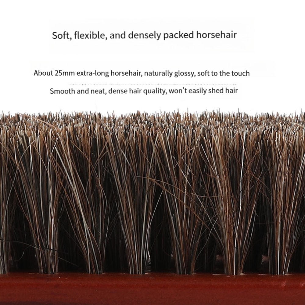 Premium Natural Horsehair Shoe Brush With Wooden Handle Leather Care Suede Cleaning Brush 2