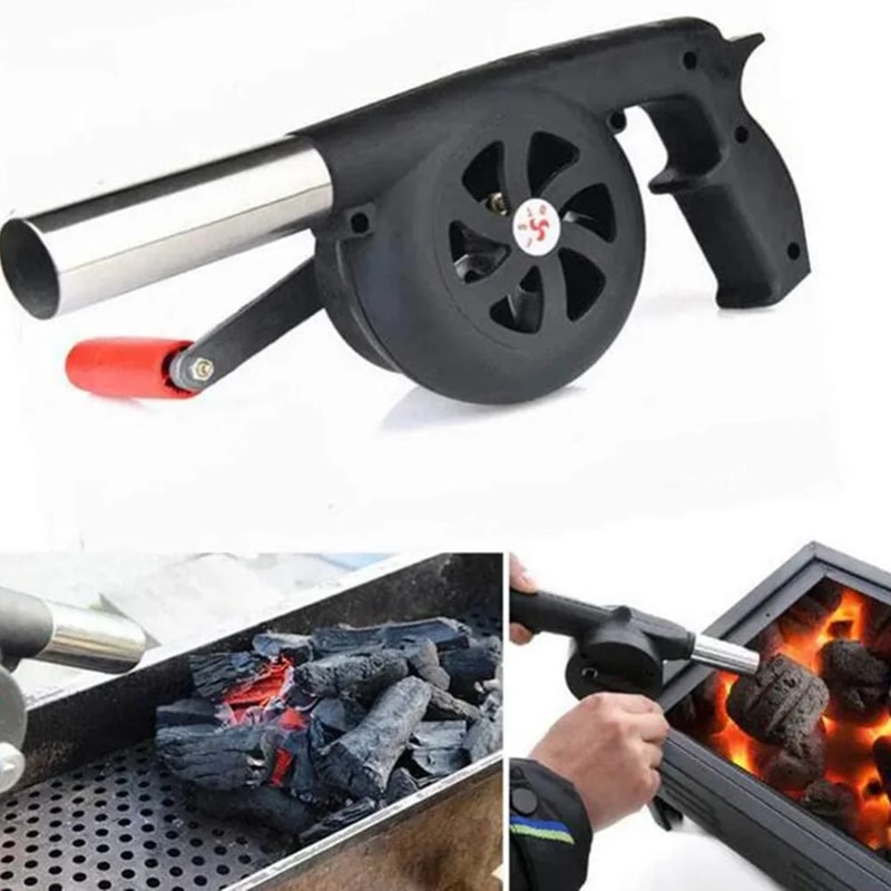 Portable Handheld BBQ Fan Charcoal Grill Blower Manual Fire Starter Tool For Faster Ignition 1