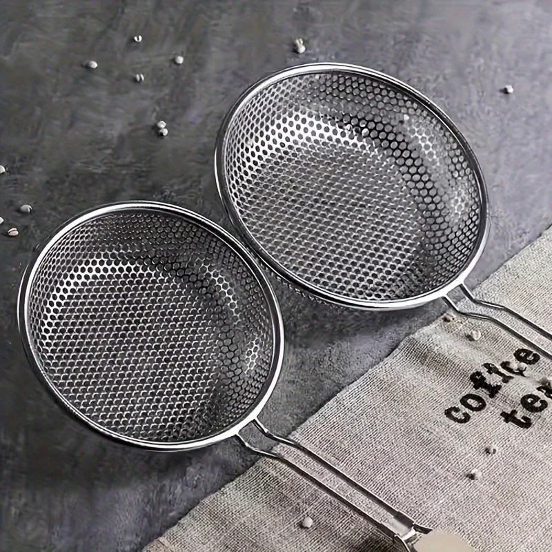 Fine Mesh Stainless Steel Skimmer Spoon with Wooden Handle for Pasta, Frying & Grease Filtering