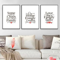 Family Print Poster Set of 3 Prints Family Quotes Wall Art Family Gift Family Home Decor Family Sign Wall Decor Living