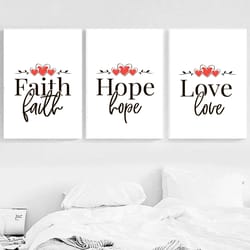 faith hope love wall art print set of 3 prints bedroom gallery wall living room posters new home gift kitchen wall art